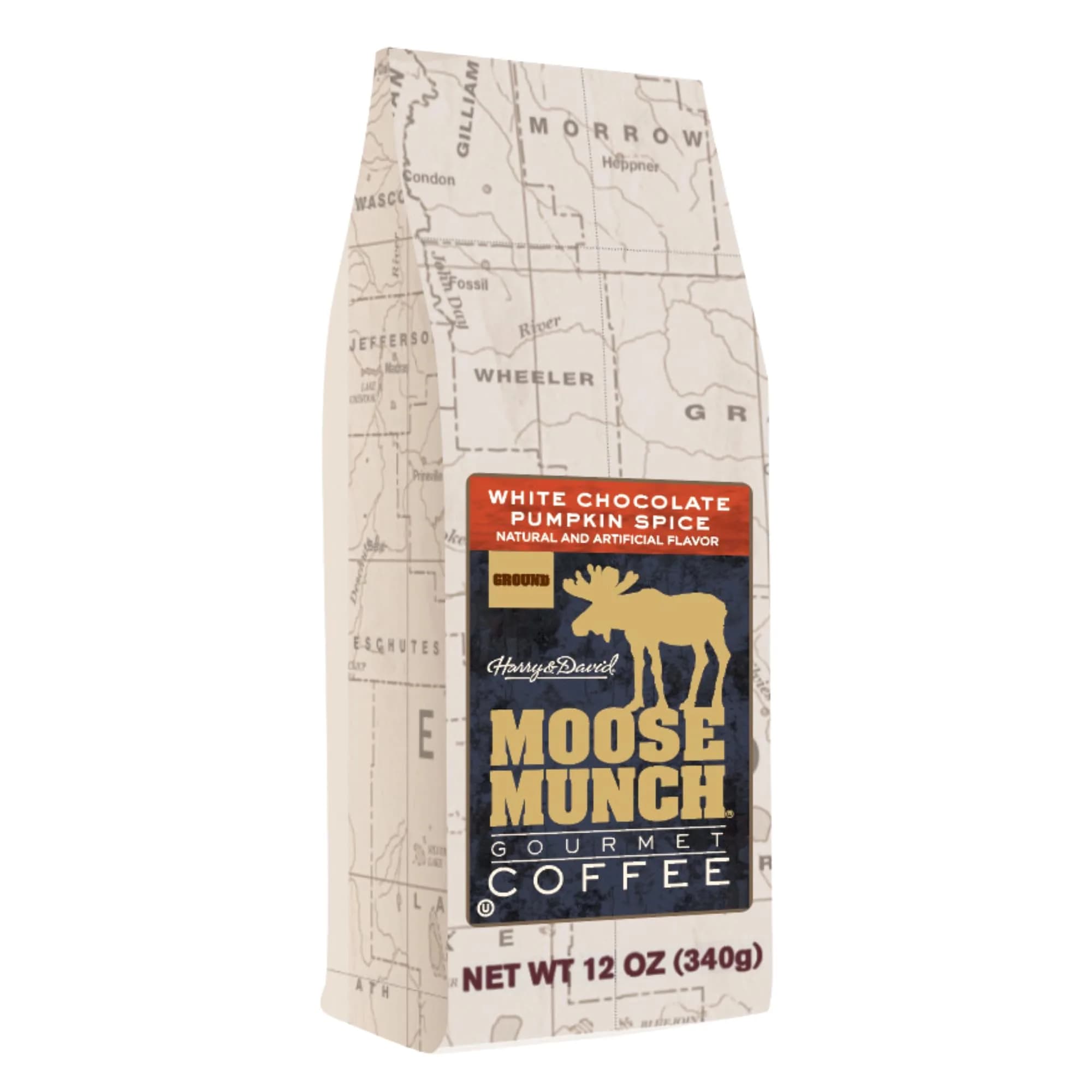 Harry & David Moose Munch Coffee White Chocolate Pumpkin Spice 12oz | Fall Flavored Gourmet Ground Coffee