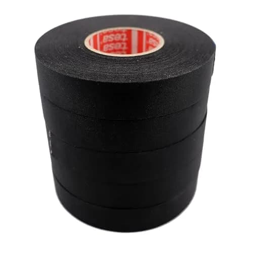 KAINSC PRODUCTS KAWAGUCH INDUSTRIAL SCIENTIFIC Tesa 51036 19mm*25m Flag-Resistant PET Cloth Automotive Harnesses Tape for Automotive Engine, Protect Against High Temperature, Abrasion, Chemical & Fluid, 5 Rolls thumbnail 1
