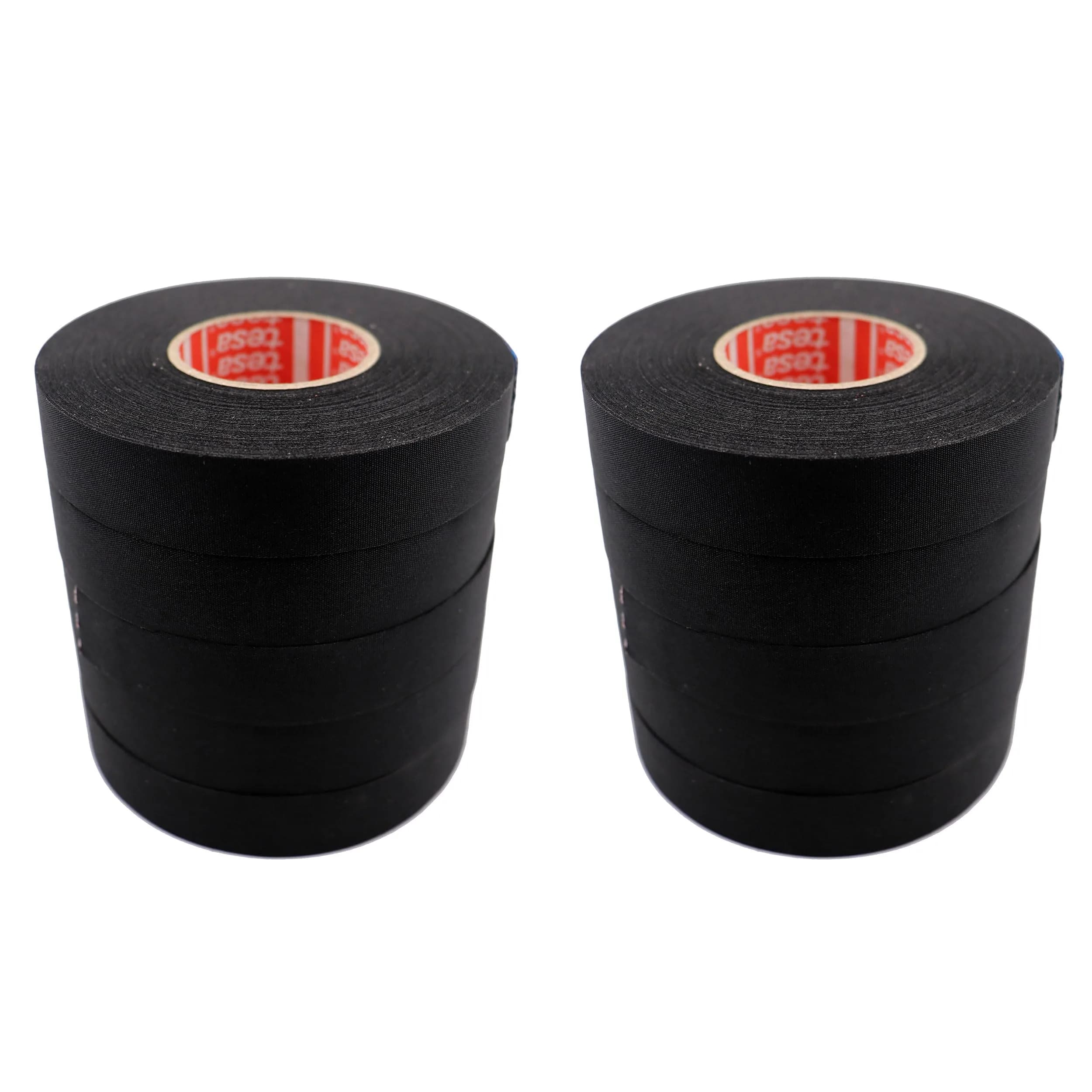 KAINSC PRODUCTS KAWAGUCH INDUSTRIAL SCIENTIFIC Tesa 51036 19mm*25m Flag-Resistant PET Cloth Automotive Harnesses Tape for Automotive Engine, Protect Against High Temperature, Abrasion, Chemical & Fluid, 10 Rolls — Black