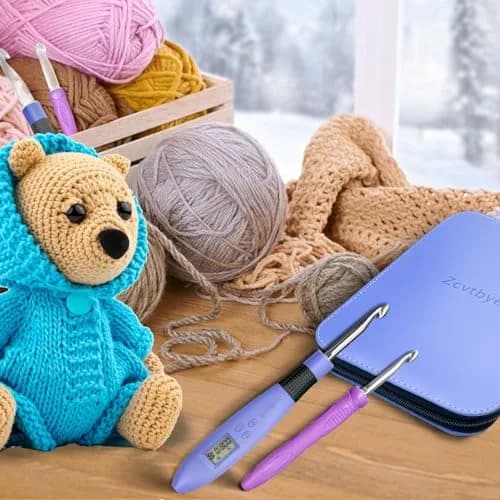 Zcvtbye Light Up Crochet Hooks Set, 22 Sizes with Digital Counters & LED Light | Ergonomic & Rechargeable thumbnail 8