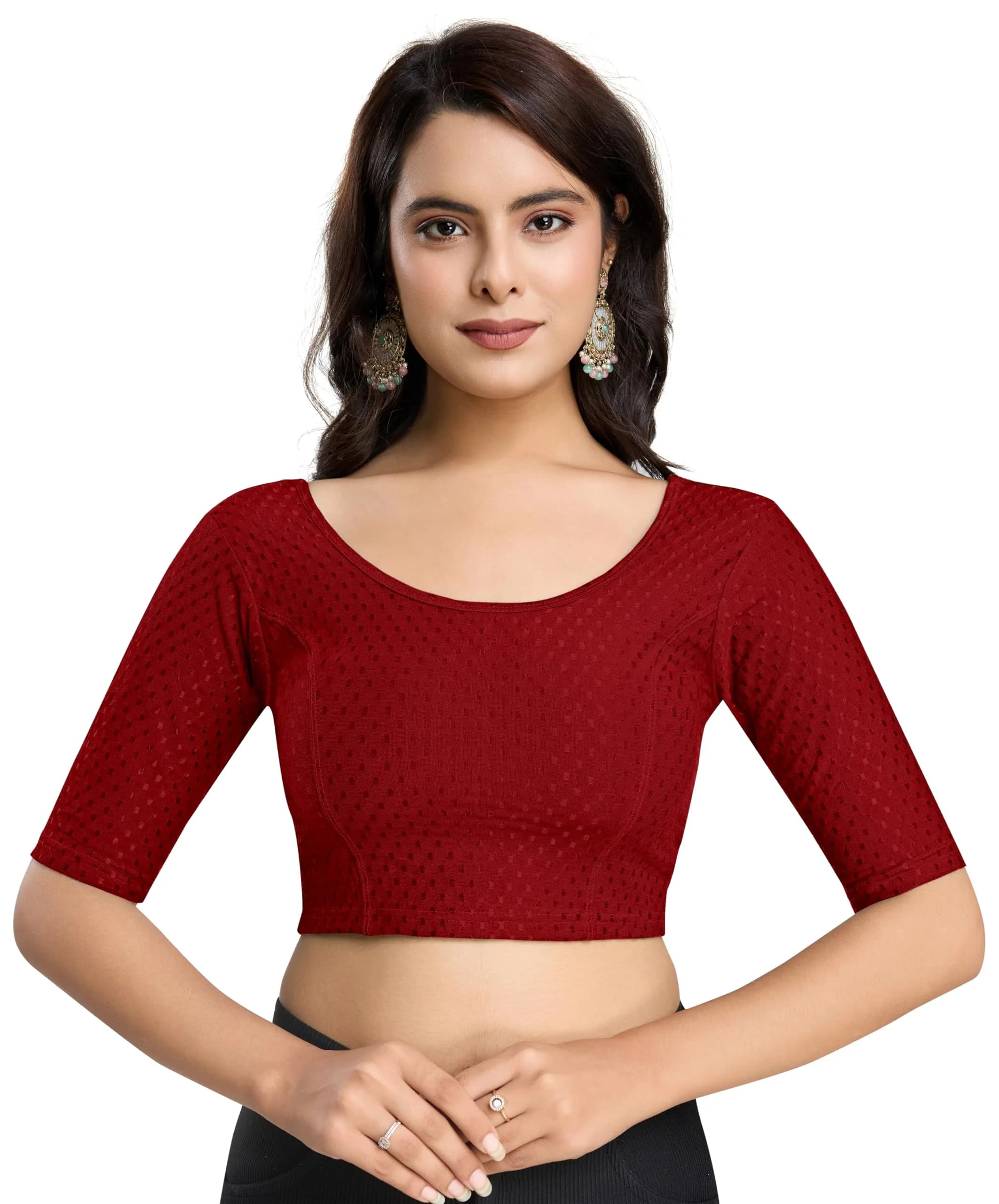 TRENDMALLS Saree Blouse 3X-Large Maroon | Dobby Cotton Stretchable for Women