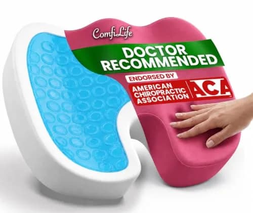 ComfiLife Gel Memory Foam Seat Cushion with Cooling Gel Layer - Ergonomic U-Shape for Back & Sciatica Relief - Pink, 44cm (17.5") thumbnail 1