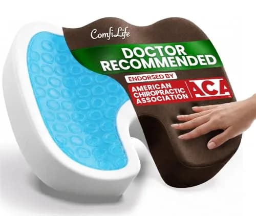 ComfiLife Gel Memory Foam Seat Cushion with Cooling Gel Layer & U-Shape Cutout | Doctor Recommended for Back & Sciatica Relief (Brown, 17.5" x 13.7" x 2.8") thumbnail 1
