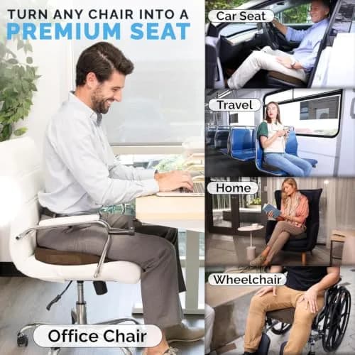 ComfiLife Gel Memory Foam Seat Cushion with Cooling Gel Layer & U-Shape Cutout | Doctor Recommended for Back & Sciatica Relief (Brown, 17.5" x 13.7" x 2.8") thumbnail 9