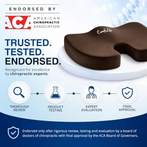 ComfiLife Gel Memory Foam Seat Cushion with Cooling Gel Layer & U-Shape Cutout | Doctor Recommended for Back & Sciatica Relief (Brown, 17.5" x 13.7" x 2.8") thumbnail 3