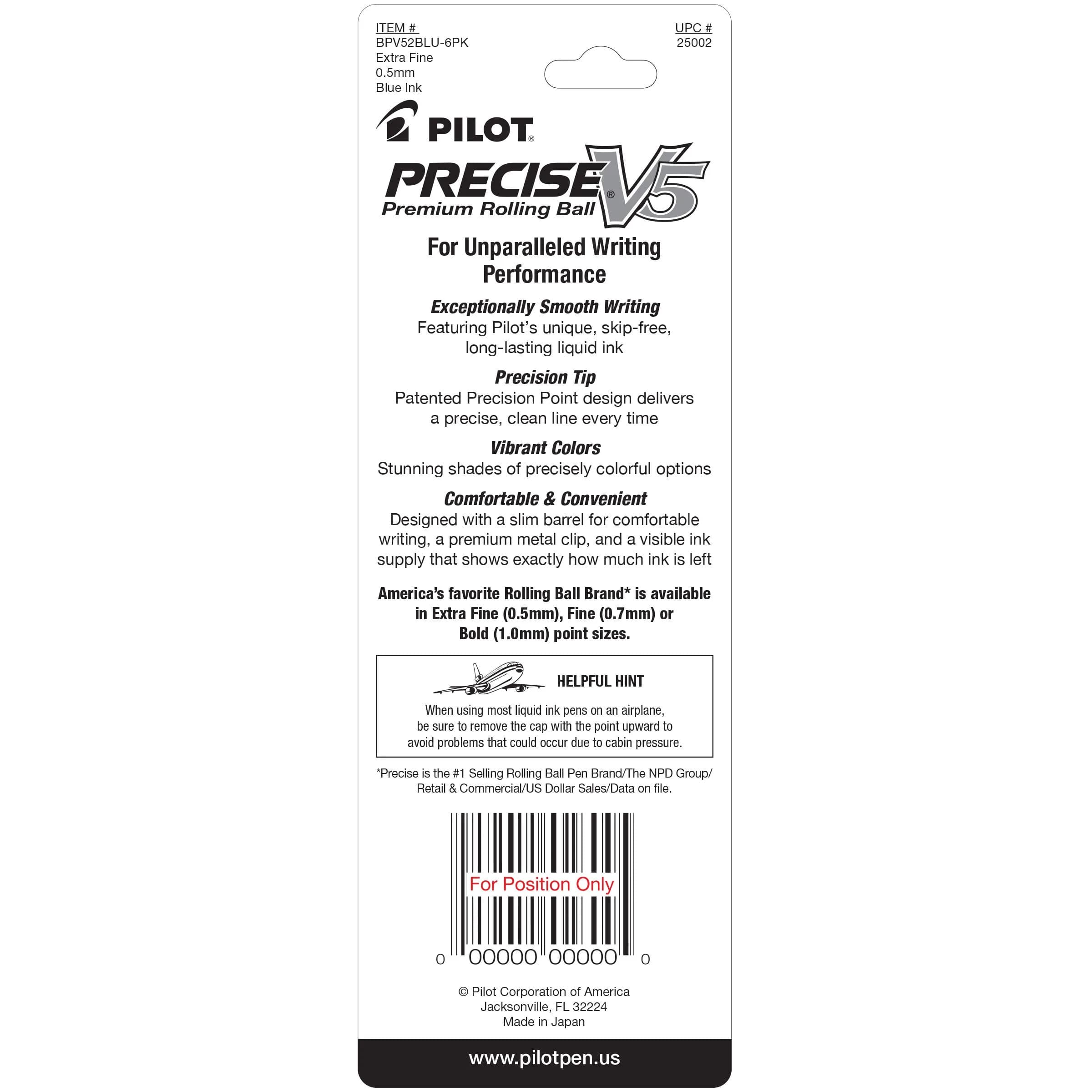 Pilot Precise V5 RT Extra Fine 0.5mm Black Rollerball Pens - Pack of 2 - view 2