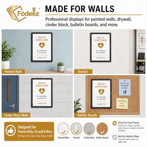 Fodeez 8.5 x 11 Adhesive Wall Frames - Peel & Stick Picture Frames, Dry Erase, Reusable, Pack of 5 thumbnail 8