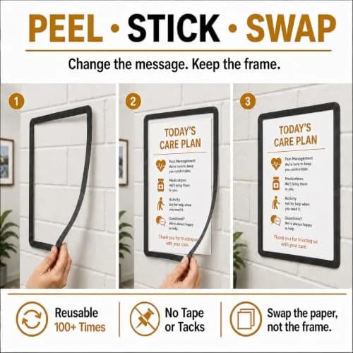 Fodeez 8.5 x 11 Adhesive Wall Frames - Peel & Stick Picture Frames, Dry Erase, Reusable, Pack of 5 thumbnail 9