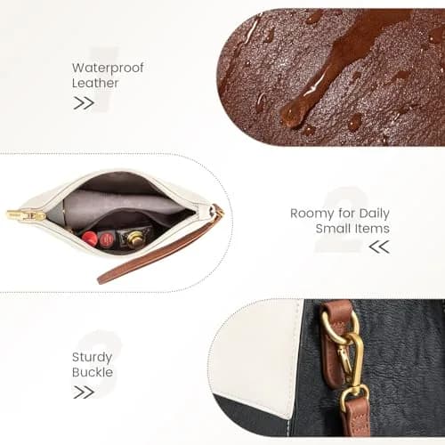 LOVEVOOK Laptop Bag for Women, 15.6 Inch Vintage Leather Tote Bag | Waterproof Computer Bag with Clutch Purse thumbnail 8
