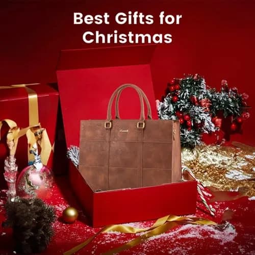LOVEVOOK Laptop Bag for Women, 15.6 Inch Vintage Leather Tote Bag | Waterproof Work Bag with Clutch Purse thumbnail 9