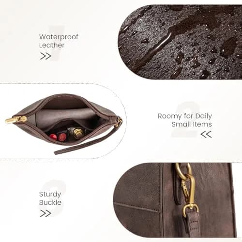 LOVEVOOK Vintage Leather Laptop Tote Bag for Women, 15.6 Inch (39.6 cm) with Clutch Purse | Waterproof Business Office Bag thumbnail 7