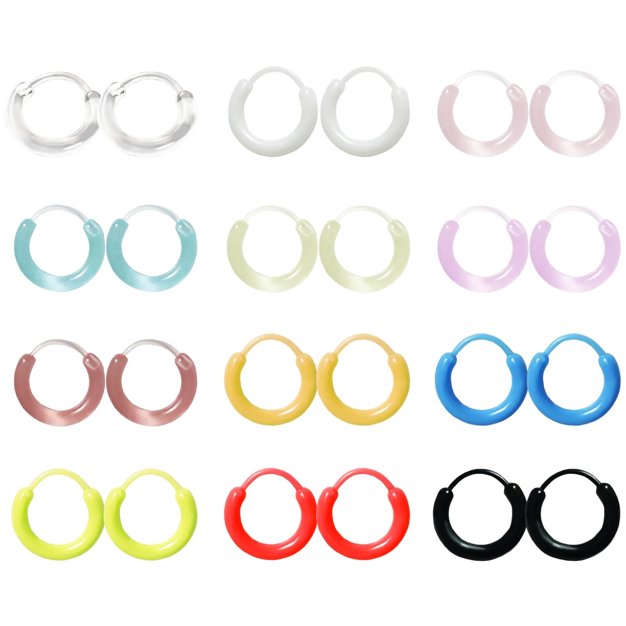 KASFREE Plastic Hoop Earrings for Sensitive Ears 14mm | Hypoallergenic Clear Hoops for Women — Set 1