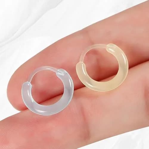 KASFREE Plastic Hoop Earrings for Sensitive Ears 14mm | Hypoallergenic Clear Hoops for Women thumbnail 4