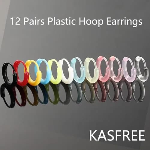 KASFREE Plastic Hoop Earrings for Sensitive Ears 14mm | Hypoallergenic Clear Hoops for Women thumbnail 5