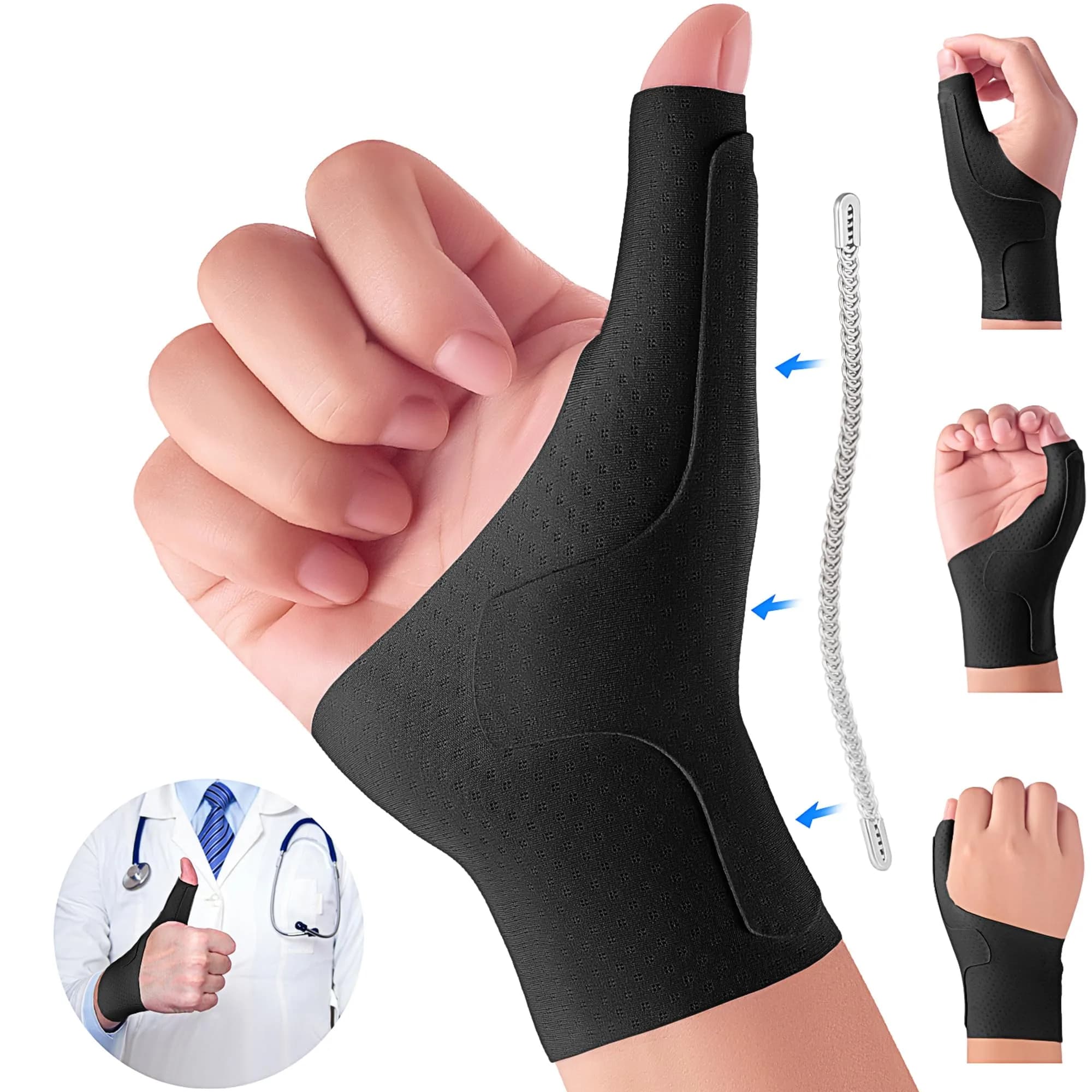 YISDU Wrist Thumb Brace Support for Arthritis & Tendonitis | Lightweight, Stabilizes Thumb & Wrist — Black