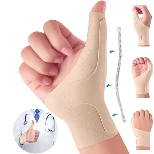 YISDU Wrist Thumb Brace Mommy Compression Stabilizer Thumb Spica Splint for Arthritis, De Quervain's, Tendonitis - Small, Beige thumbnail 1