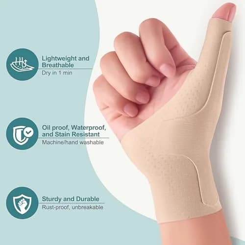 YISDU Wrist Thumb Brace Mommy Compression Stabilizer Thumb Spica Splint for Arthritis, De Quervain's, Tendonitis - Small, Beige thumbnail 6