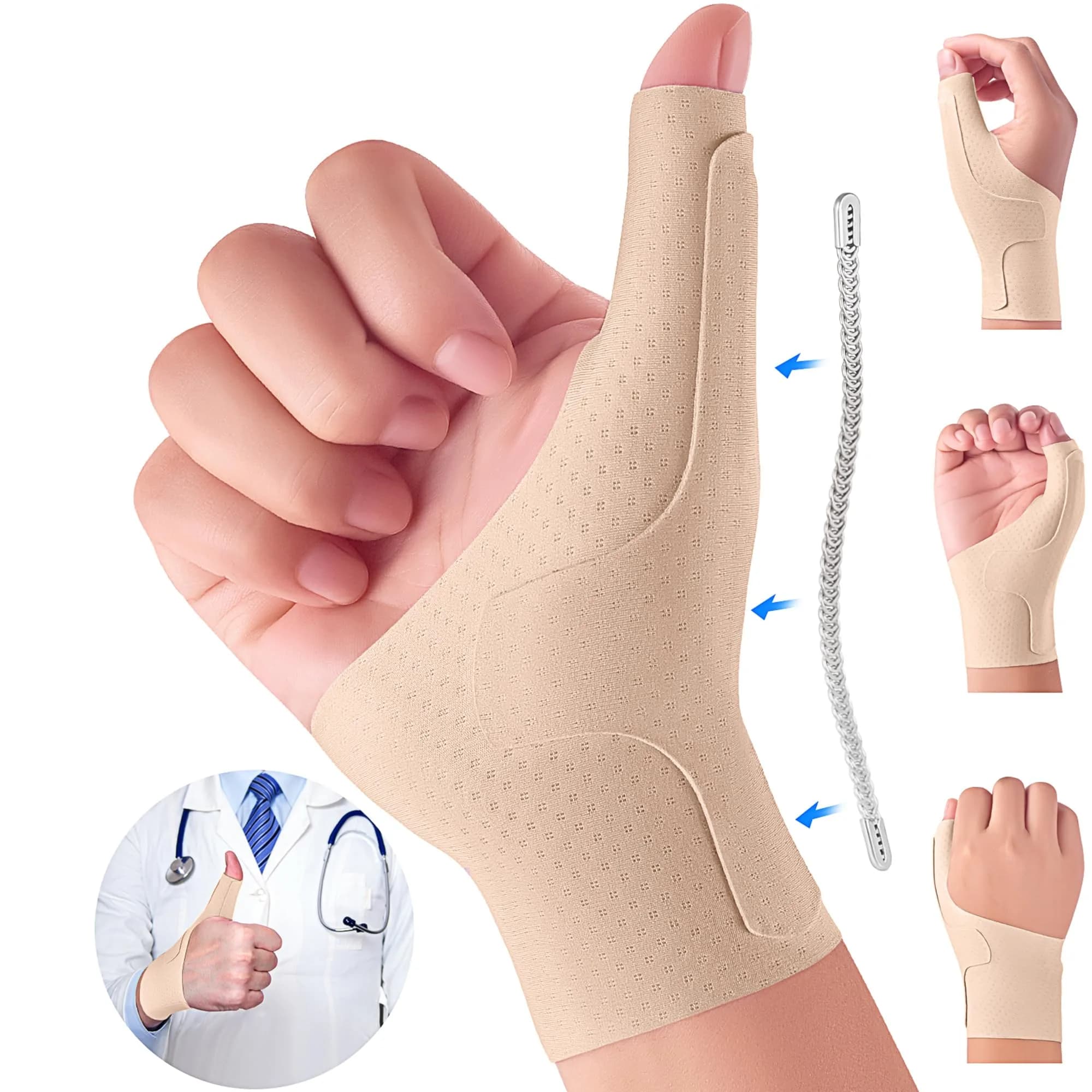 YISDU Wrist Thumb Brace Medium (20g) | Lightweight Compression Stabilizer for De Quervain's & Arthritis — ew Beige