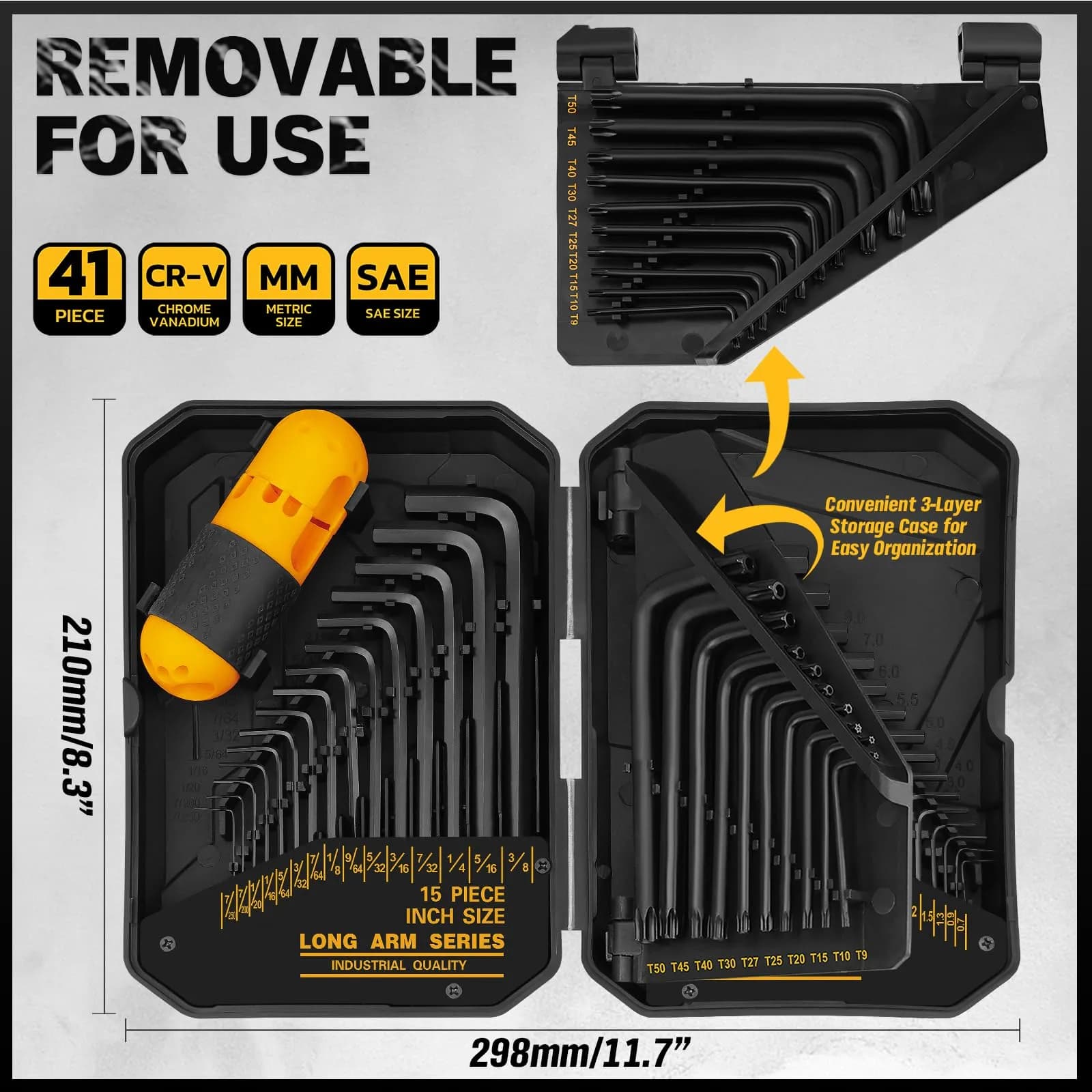 ELEAD 41-Piece Hex and Torx Key Set with Torque Handle | SAE, Metric & Torx Sizes - view 2