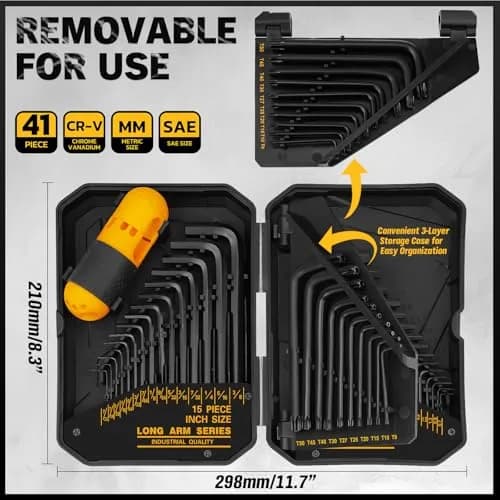 ELEAD 41-Piece Hex and Torx Key Set with Torque Handle | SAE, Metric & Torx Sizes thumbnail 2