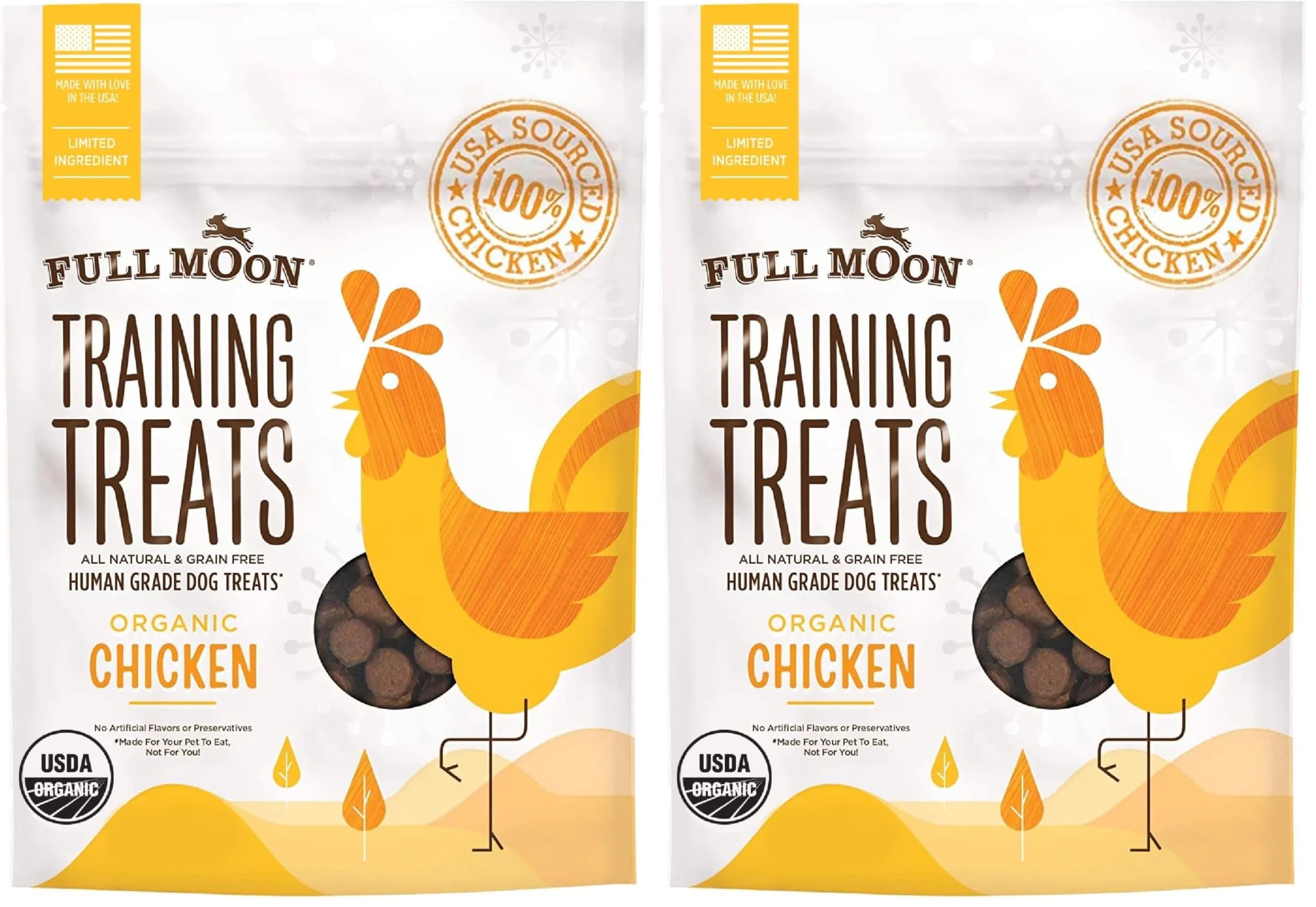 Full Moon USDA Organic Chicken Training Treats 175 Count (Pack of 2) | Human-Grade, All-Natural Dog Snacks — Chicken