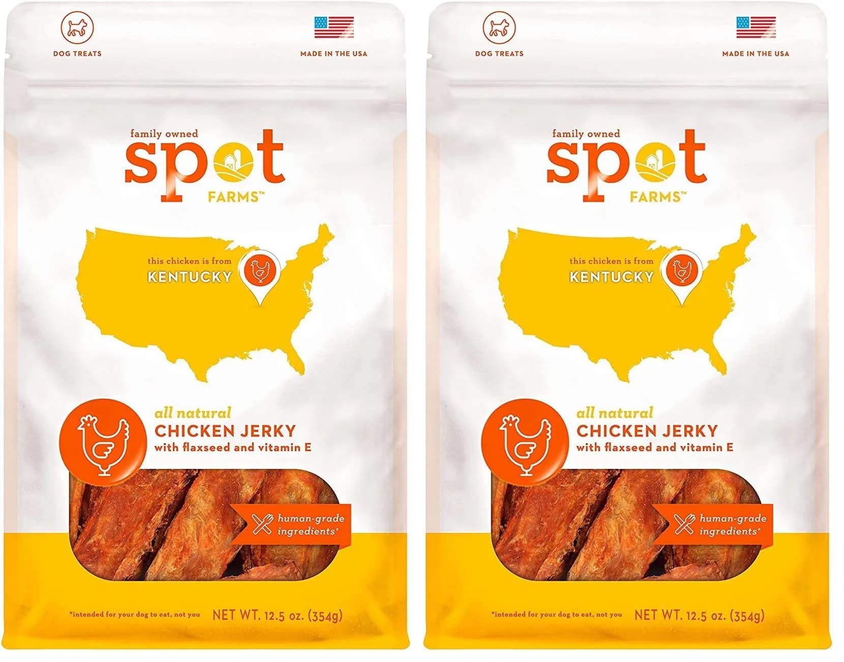 Spot Farms All Natural Human Grade Dog Treats Chicken Jerky 12.5oz | Omega 3 & Vitamin E Support