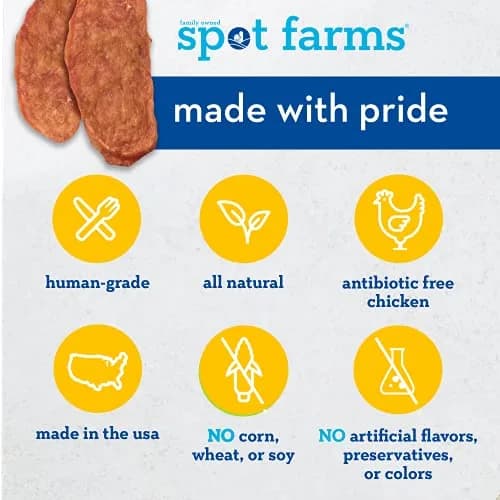 Spot Farms All Natural Human Grade Dog Treats Chicken Jerky 12.5oz | Omega 3 & Vitamin E Support thumbnail 4