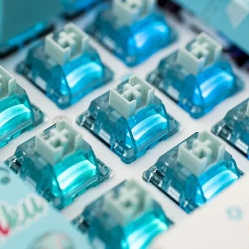 Akko Creamy Cyan Clicky Keyboard Switches (45pcs) | MX Style 5-Pin, 50gf, Pre-Lubed, LED Diffuser thumbnail 5