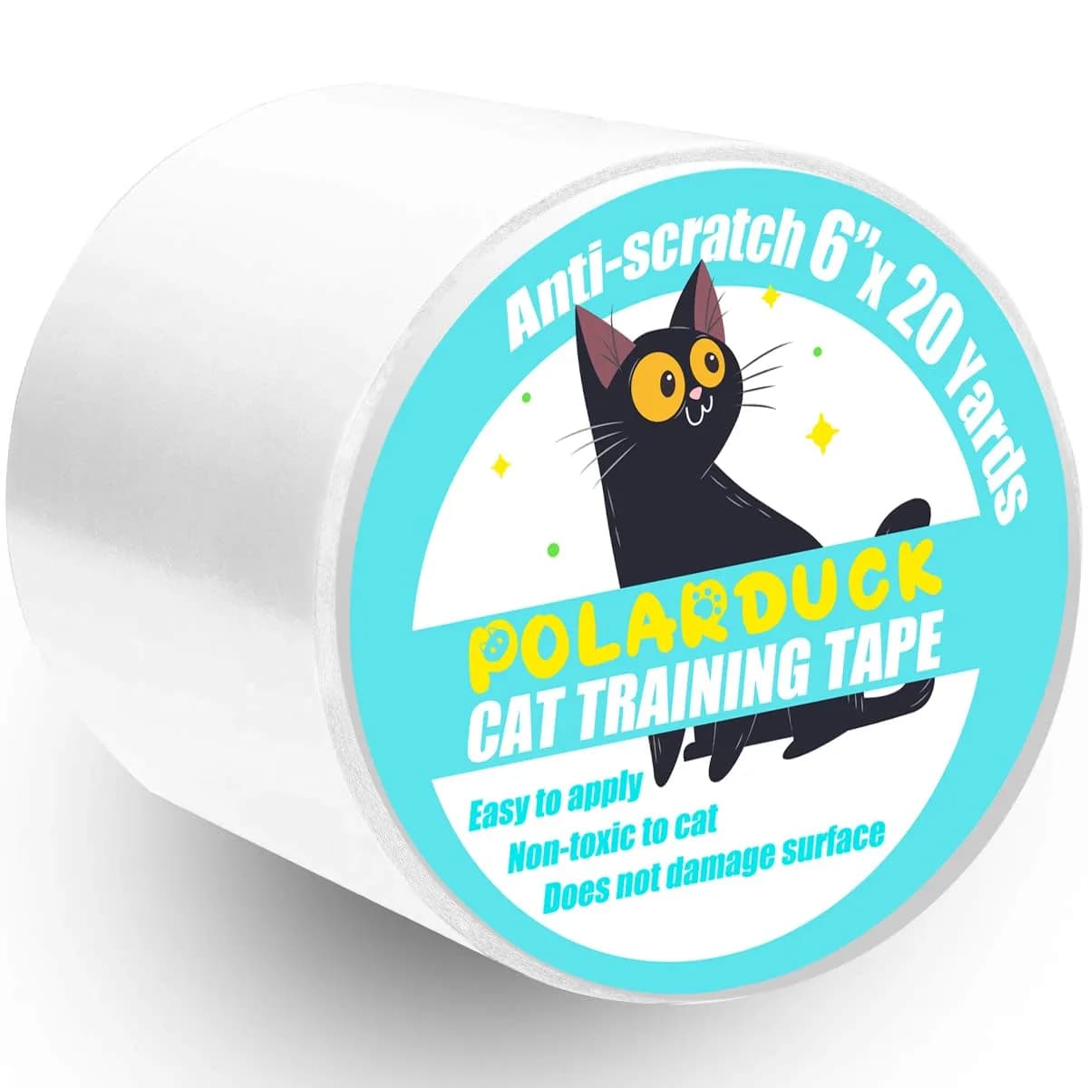 Polarduck Anti Cat Scratch Tape: 6 Inches X 20 Yards Transparent Double-Sided Furniture Protector - main product image