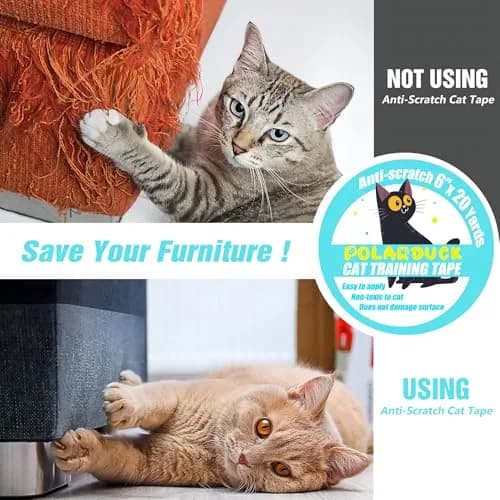 Polarduck Transparent Cat Scratch Tape 6 Inches x 20 Yards | Double-Sided Furniture Protector for Cats & Dogs thumbnail 2