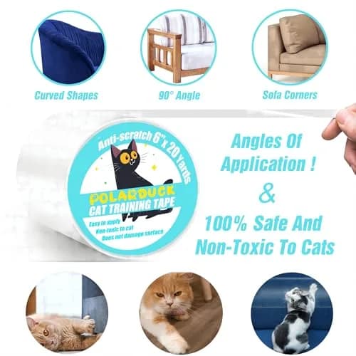Polarduck Transparent Cat Scratch Tape 6 Inches x 20 Yards | Double-Sided Furniture Protector for Cats & Dogs thumbnail 3