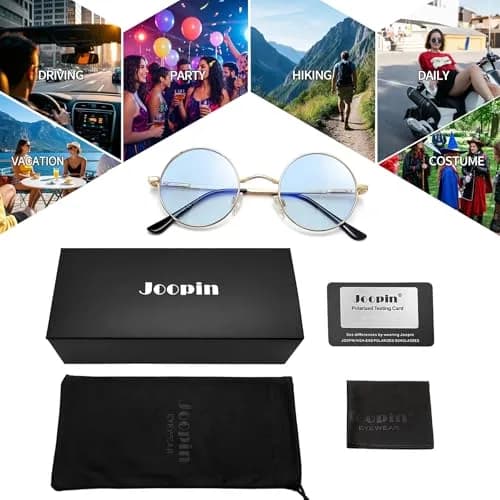 Joopin Small Round Sunglasses Metal Frame 46mm (1.81 in) | Polarized UV400 Protection thumbnail 6