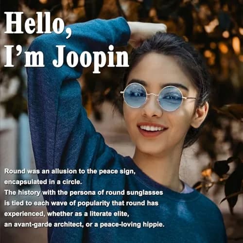 Joopin Small Round Sunglasses Metal Frame 46mm (1.81 in) | Polarized UV400 Protection thumbnail 2