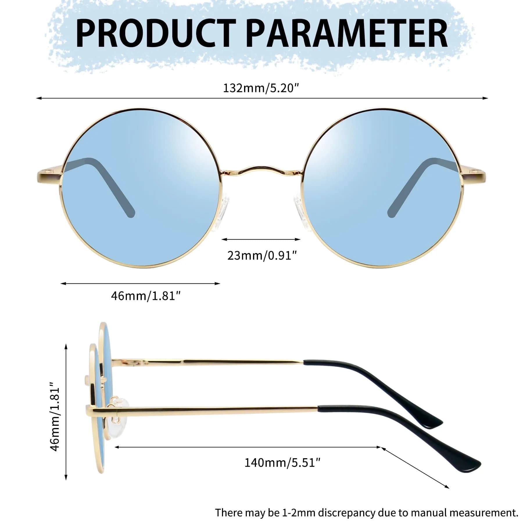 Joopin Small Round Sunglasses Metal Frame 46mm (1.81 in) | Polarized UV400 Protection - view 4