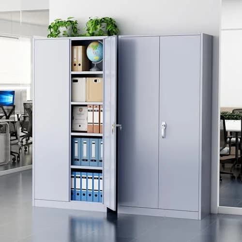 Greenvelly Metal Storage Cabinet with Doors and Shelves, 72" Inch Locking Metal Cabinet for Garage, Office, School, Warehouse, Dark Gray thumbnail 2