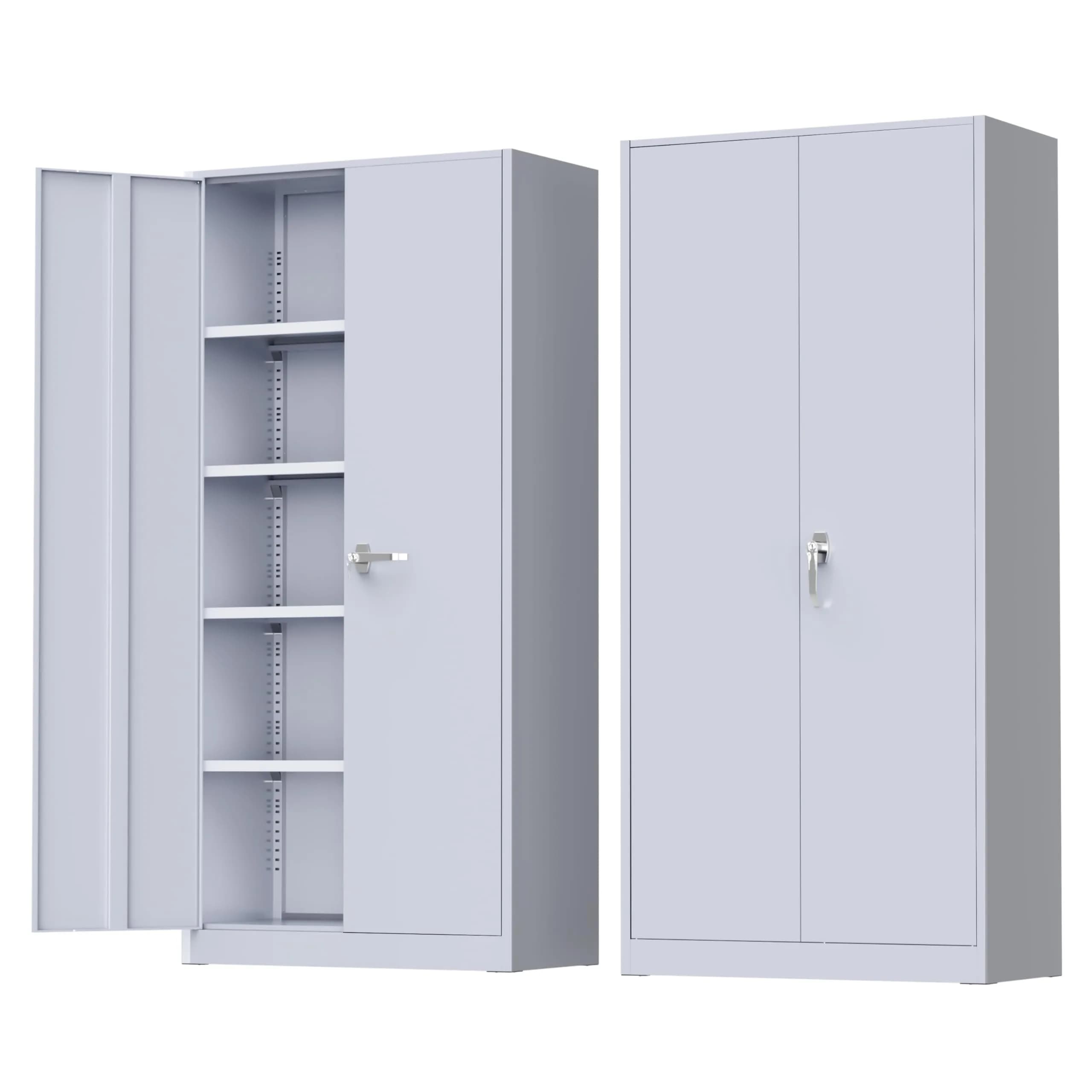 Greenvelly Metal Garage Storage Cabinet with 4 Swivel Wheels, 73" Black | Heavy-Duty Steel, Locking Doors & Shelves