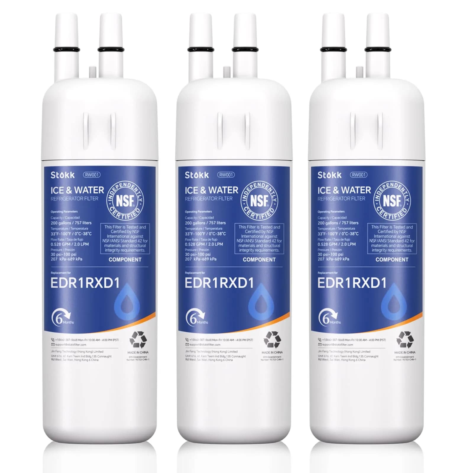 Stokk Potable Water Filter Replacement Set (3 Pack) | NSF Certified BPA-Free Coconut Shell — White