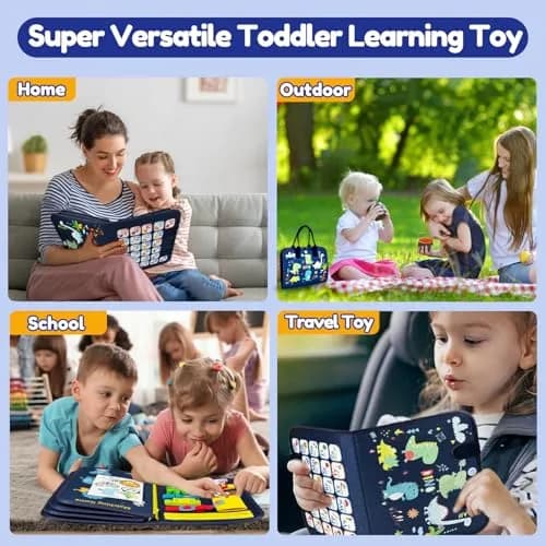 Qizfun Dinosaur Busy Board 27.9 cm (11 in) | Montessori Learning Toy for Toddlers thumbnail 4