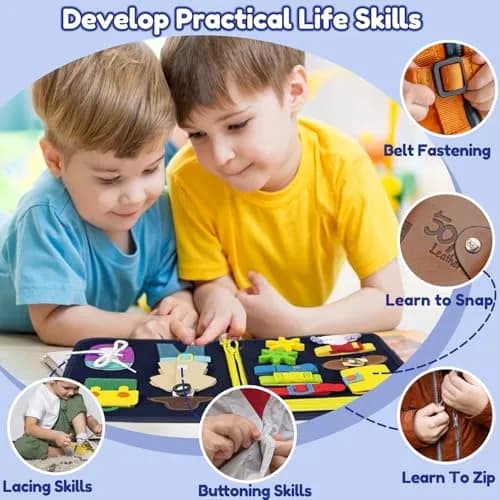 Qizfun Dinosaur Busy Board 27.9 cm (11 in) | Montessori Learning Toy for Toddlers thumbnail 5