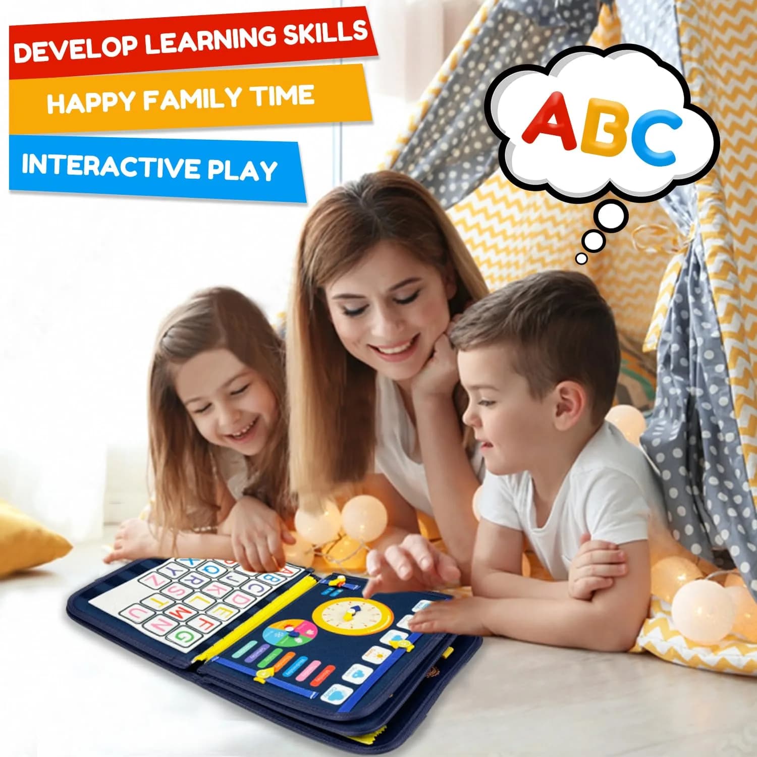 Qizfun Dinosaur Busy Board 27.9 cm (11 in) | Montessori Learning Toy for Toddlers - view 6