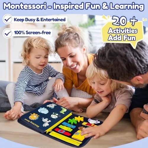 Qizfun Dinosaur Busy Board 27.9 cm (11 in) | Montessori Learning Toy for Toddlers thumbnail 2
