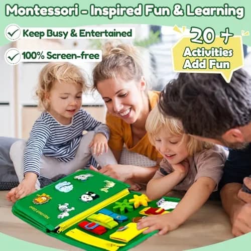 Qizfun Dinosaur Busy Board 22cm x 27.9cm (11 x 10.2 inches) | Montessori Learning Toy for Toddlers thumbnail 2