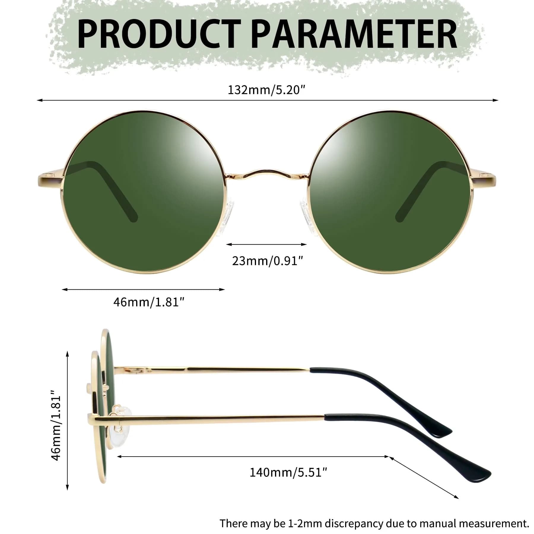 Joopin Gold G15 Small Round Sunglasses with Metal Frame and Polarized UV400 Protection - view 4