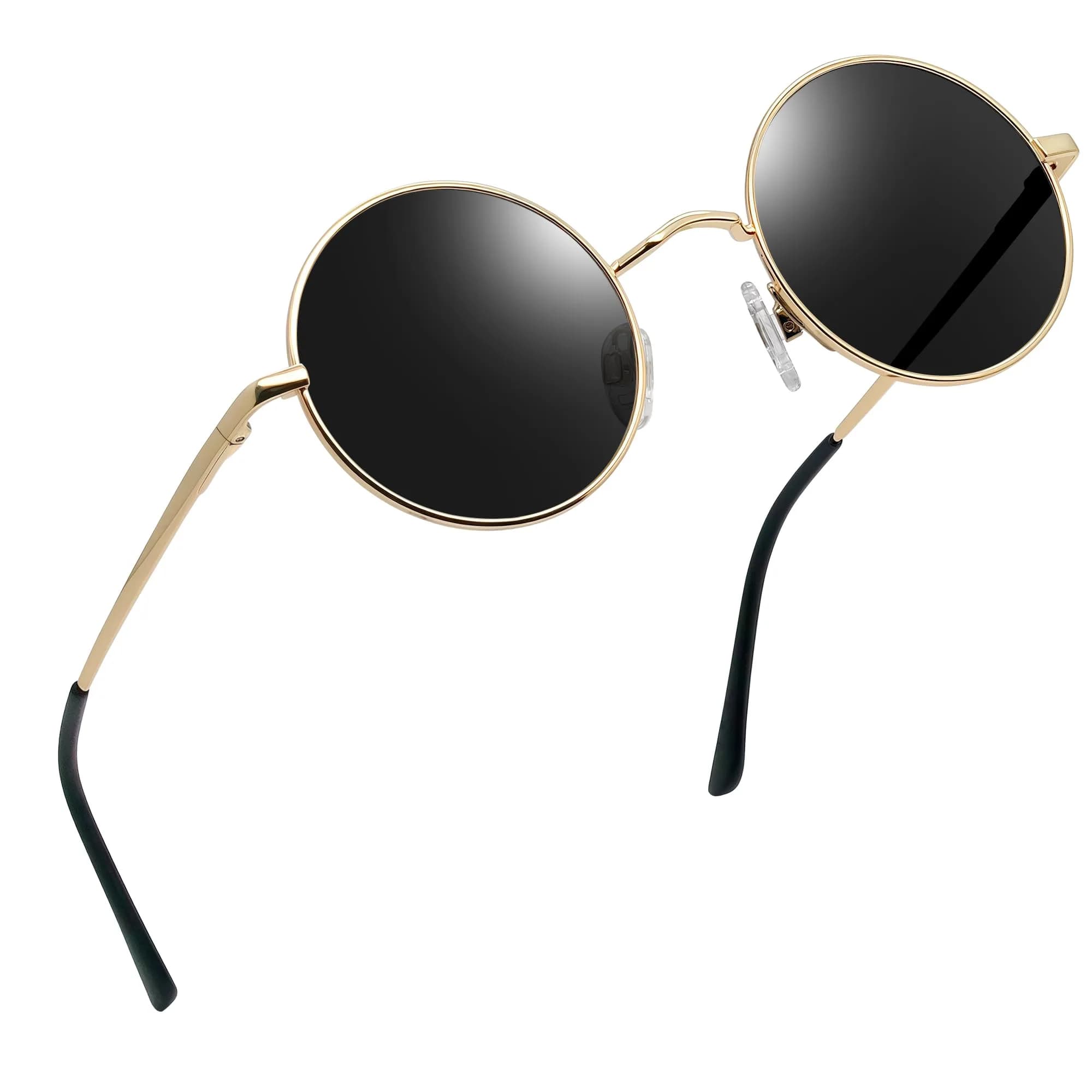 Joopin Gold Black Small Round Metal Frame Sunglasses with Polarized UV400 Protection - main product image