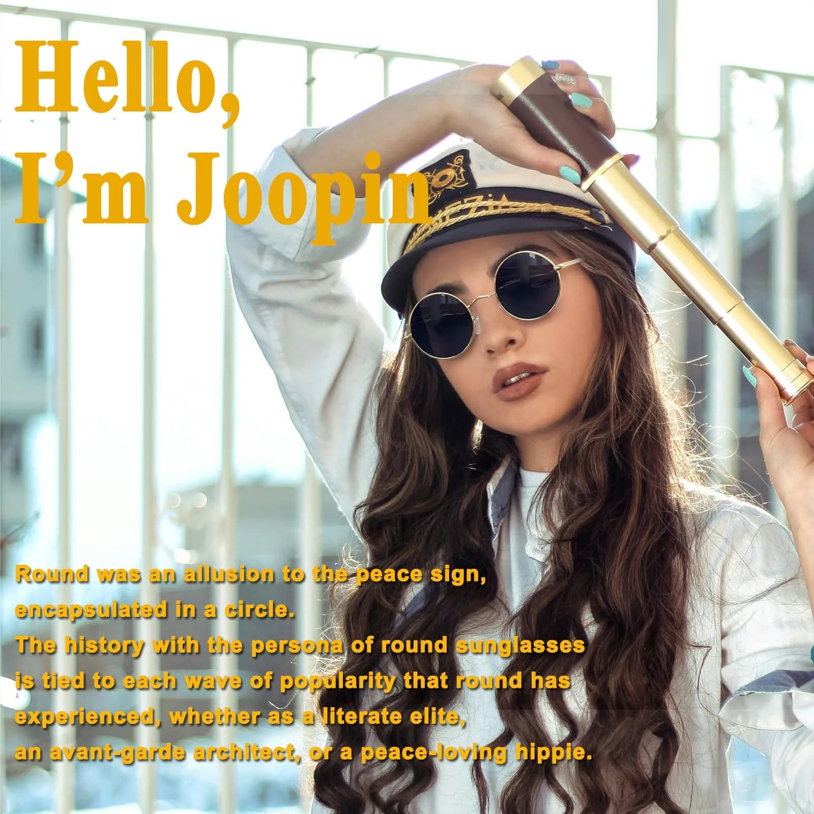 Joopin Gold Black Small Round Metal Frame Sunglasses with Polarized UV400 Protection - view 2