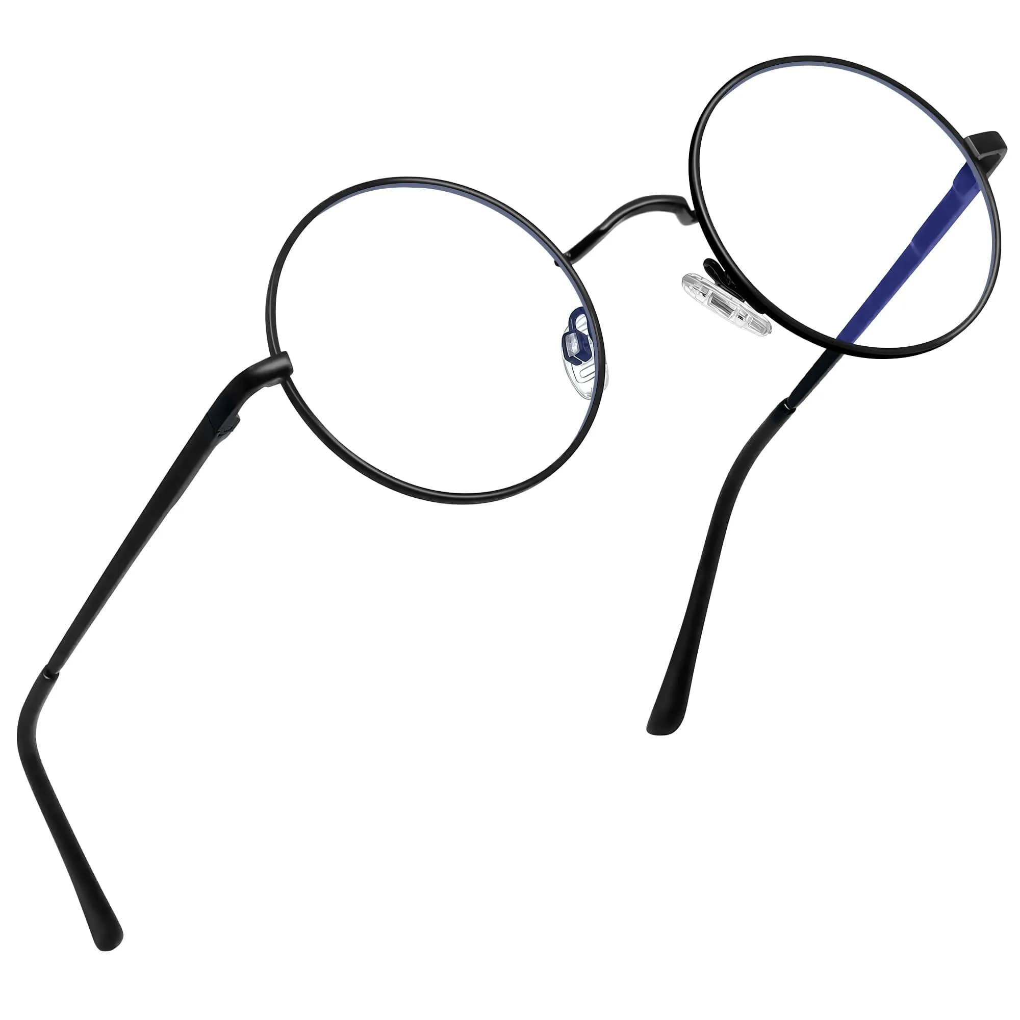 Joopin Black Clear Small Round Sunglasses with Metal Frame, Polarized UV400 Protection - main product image