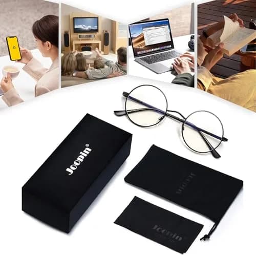 Joopin Blue Light Glasses Small Round Black UV Protection | Stylish Digital Eye Shield (70-120 chars) thumbnail 6