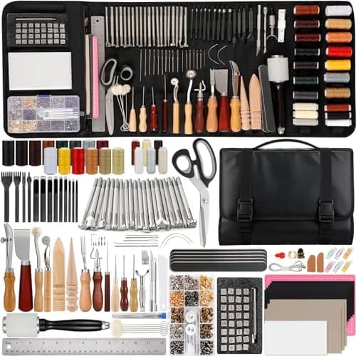 Nicpro Leather Tooling Kit 160PCS | Professional Leather Craft Tools & Storage Bag thumbnail 1
