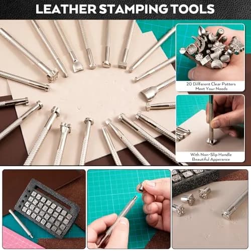 Nicpro Leather Tooling Kit 160PCS | Professional Leather Craft Tools & Storage Bag thumbnail 5