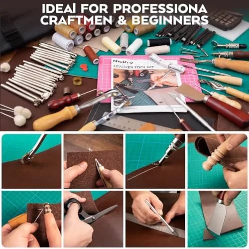 Nicpro Leather Tooling Kit 160PCS | Professional Leather Craft Tools & Storage Bag thumbnail 7